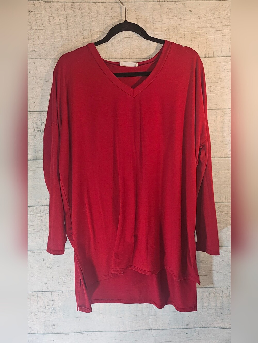 Zenana Outfitters Red V-Neck Long Sleeve Tunic